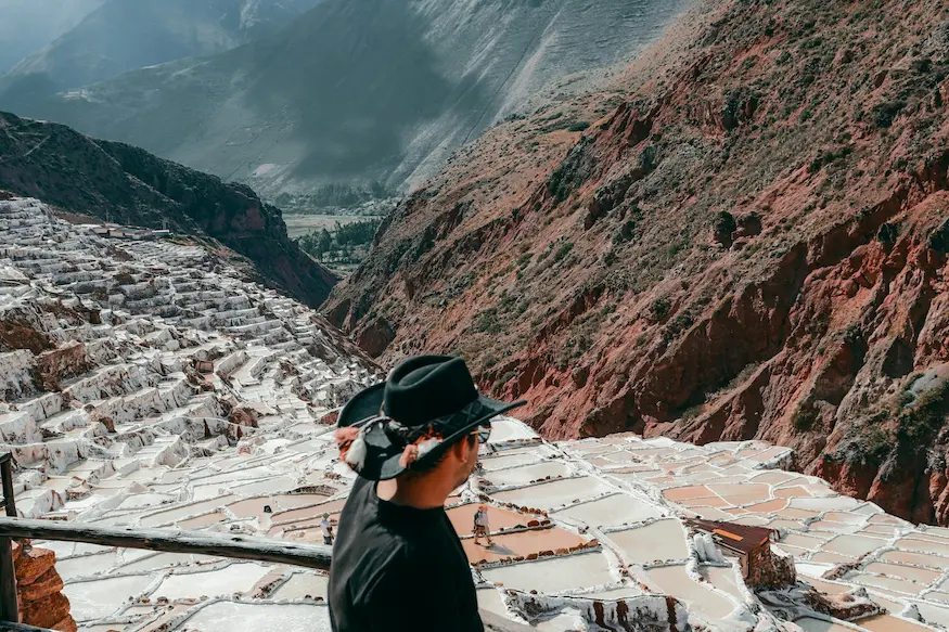 Traveler overlooking the Andes
